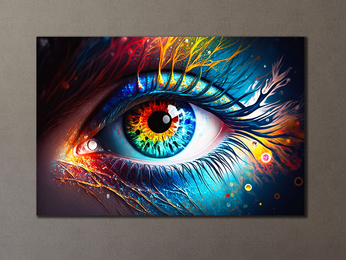Rainbow Eye Close Up Cosmic Abstract Color Splash Wall Art Poster - Image 3