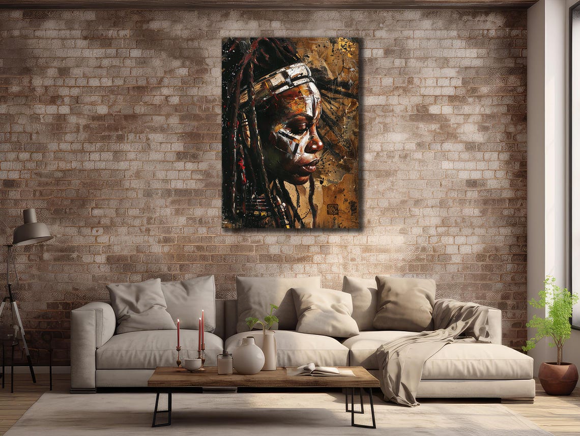 African Woman Art Ethnic Painting Wall Decor House Gift Idea Bedroom Wall Decor Colorful Girl Wall Art Spiritual Poster Print - Image 2