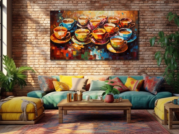 Brown Cup Of Coffee Art Coffee Print Wall Art Gift Print For Coffee Shop Coffee Splash Oil Painting Art Coffee Cup Poster