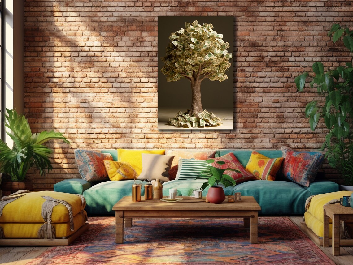 Money Tree Painting, Contemporary Wall Decor Print - Image 3
