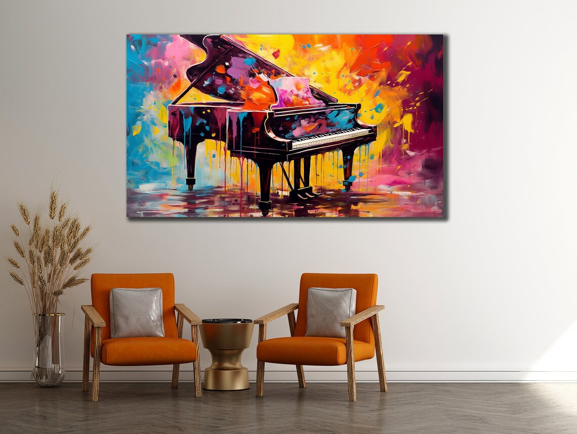 Colorful Piano Painting, Musical Instruments Art Print - Image 2