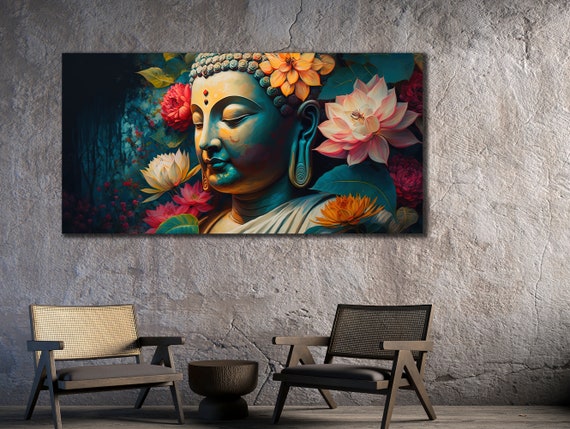 Buddhaflower Print Asian Painting Wall Decor House Gift Idea Bedroom Wall Decor Yoga Wall Art Spiritual Poster Home Decoration