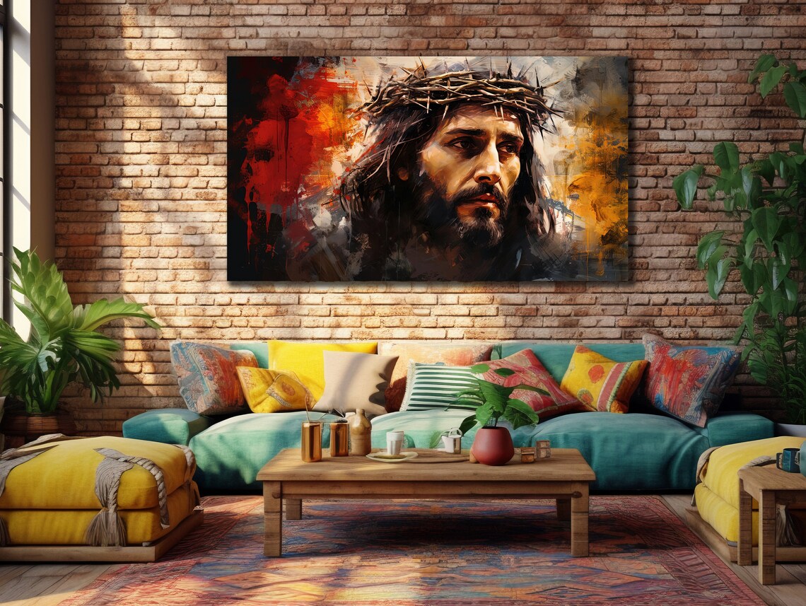 Jesus Christ Front Portrait Crown of Thorns Christian Poster