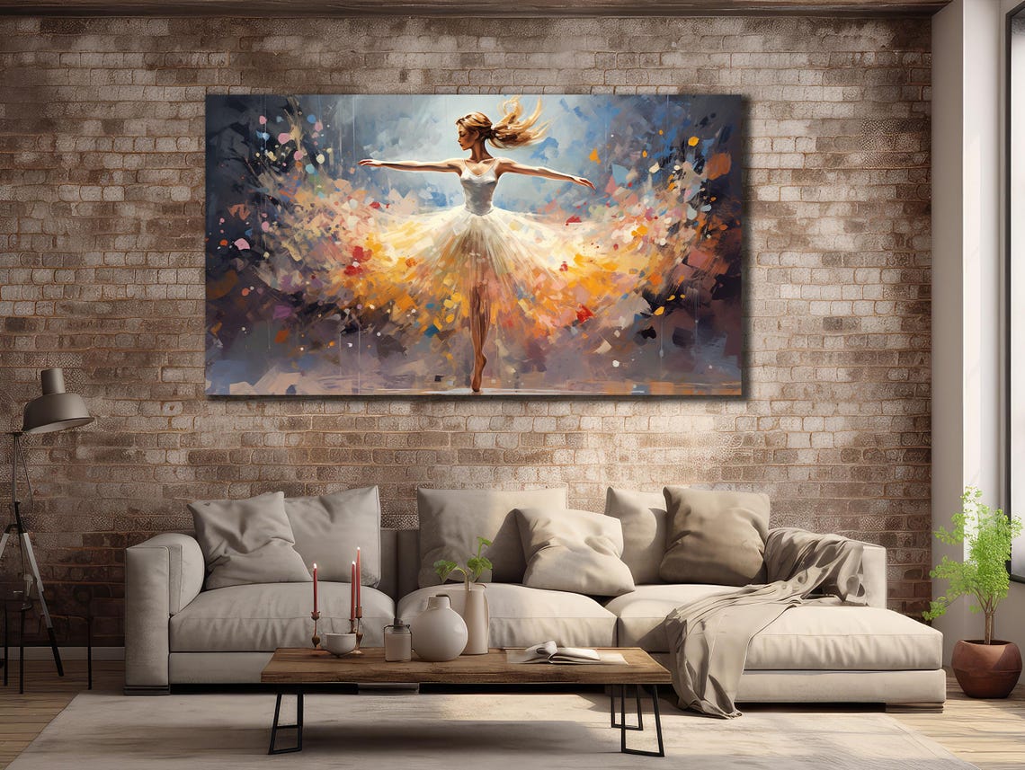 Ballerina White Tutu Colorful Confetti Burst Dancing Art Poster - Image 3