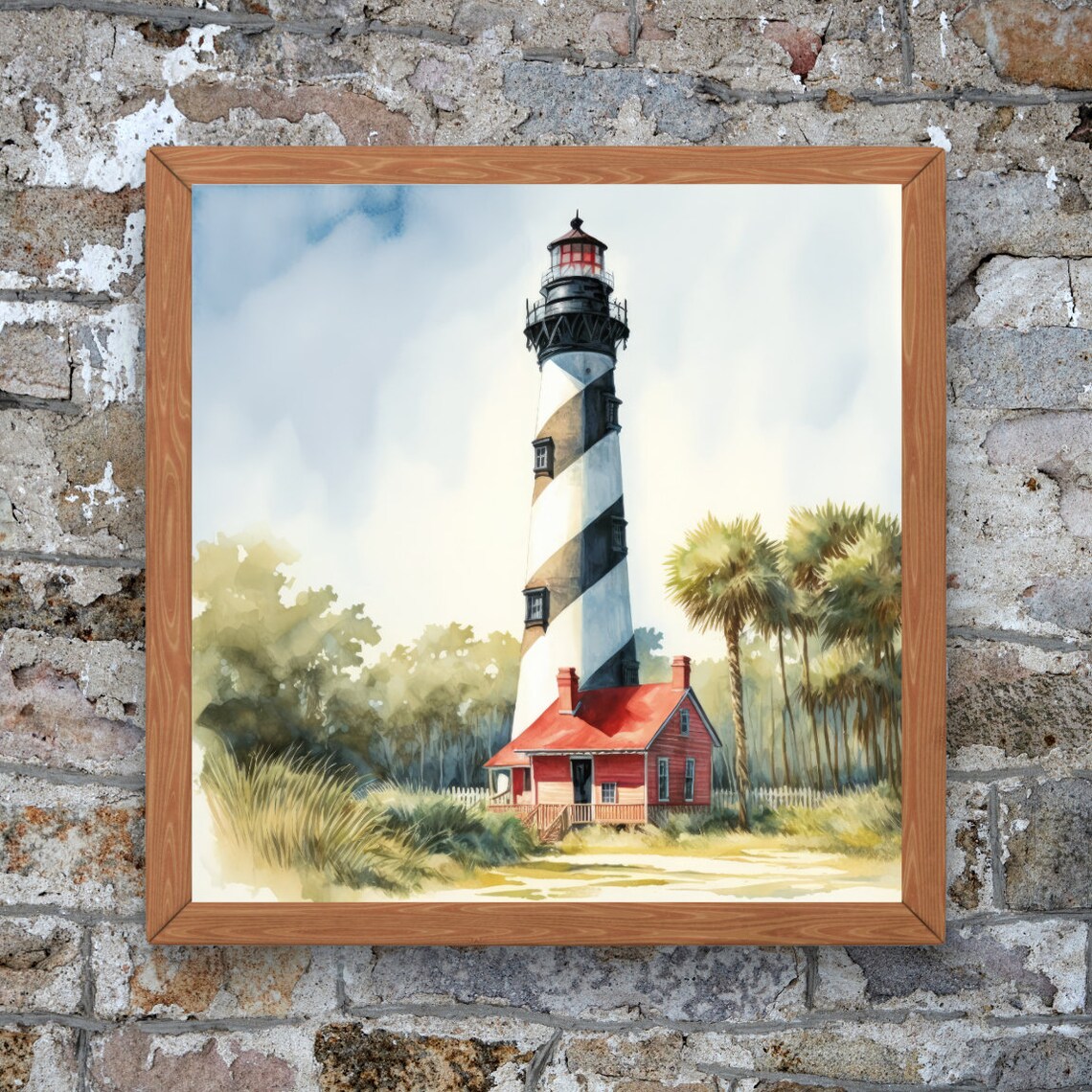 Watercolor Tropical Lighthouse Art Print - Image 2