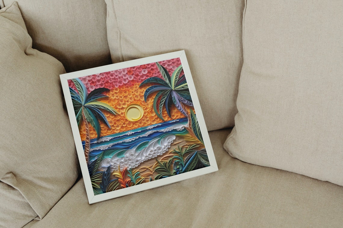 Tropical Sunset Wall Art Beach Landscape Wall Art Tropical Art Print Beach At Sunset Wall Art - Image 4