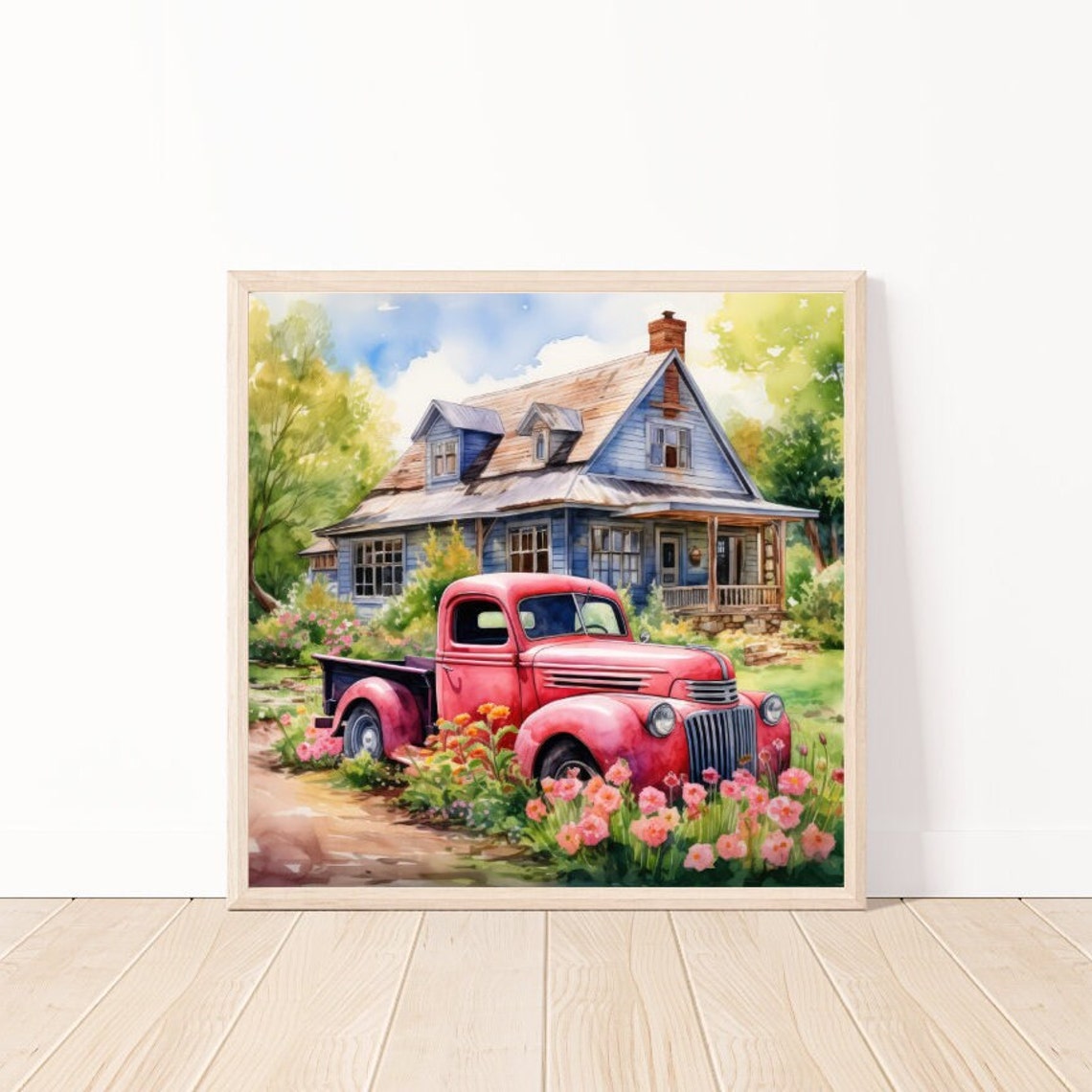 Watercolor Country House Wall Art Country Life Decor Rustic Print Country Landscape Art Country Art Watercolor Landscape Rustic Life Decor