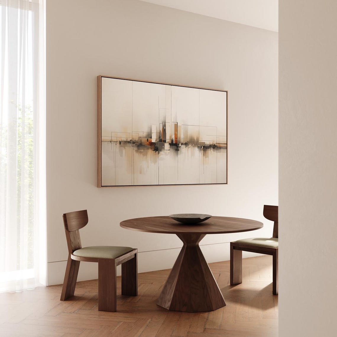 Abstract Lines And Planes Neutral Minimalist Cityscape Art Poster