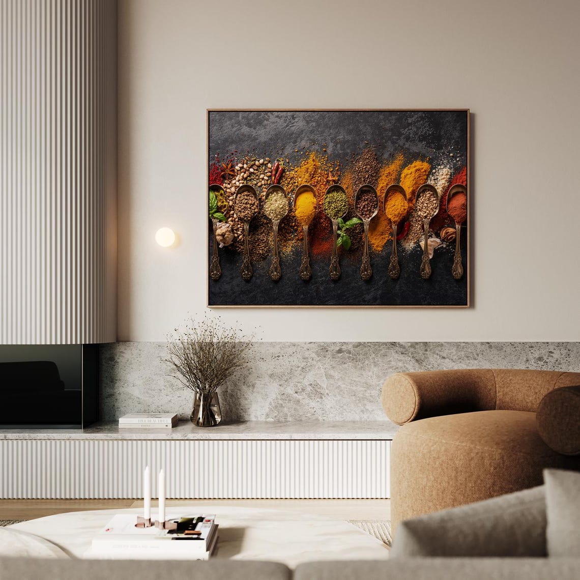 Herbal Harmony Spice Spoons Dark Slate Kitchen Photography Poster