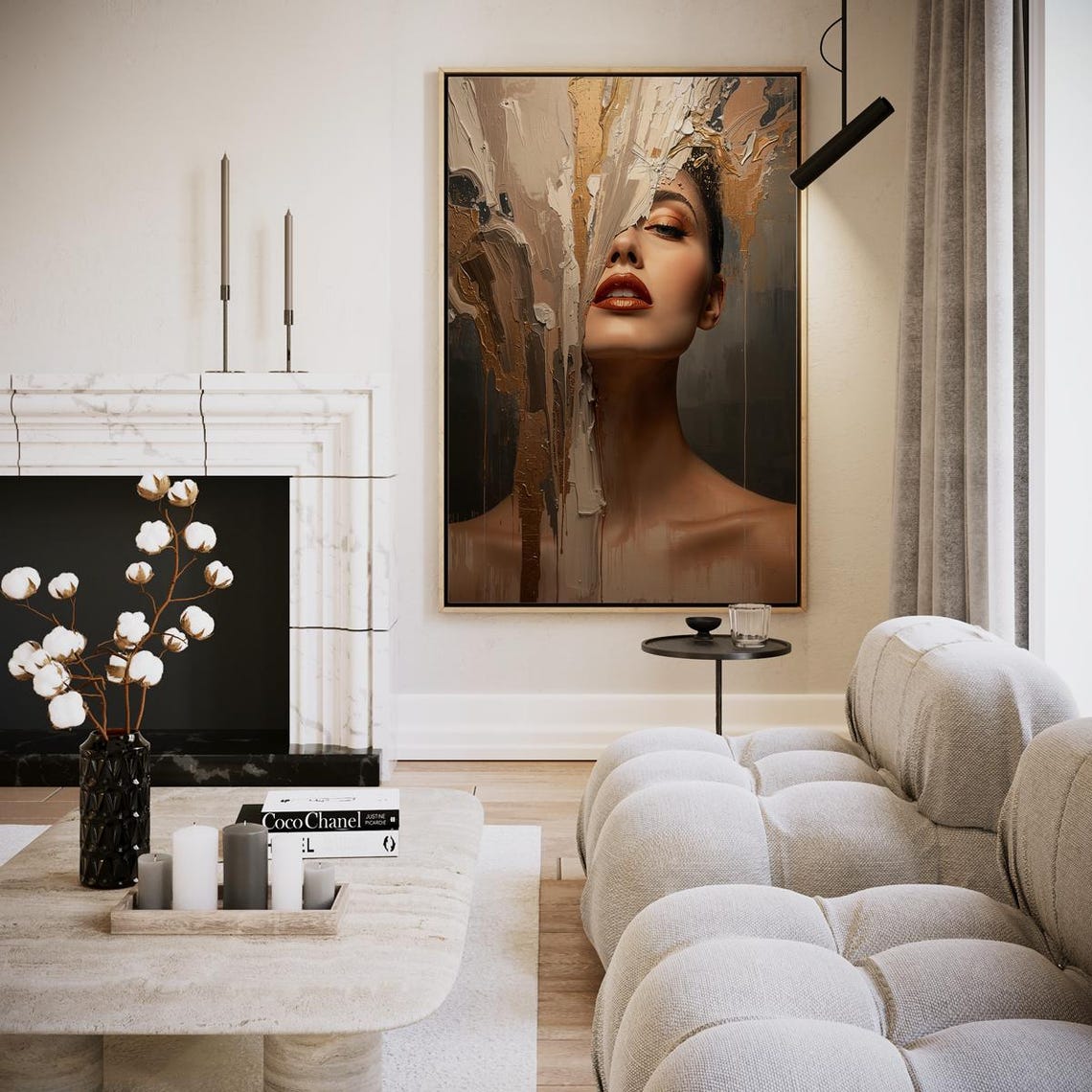 Abstract Woman Portrait Paint Stroke Gold Bronze Elegant Art Poster