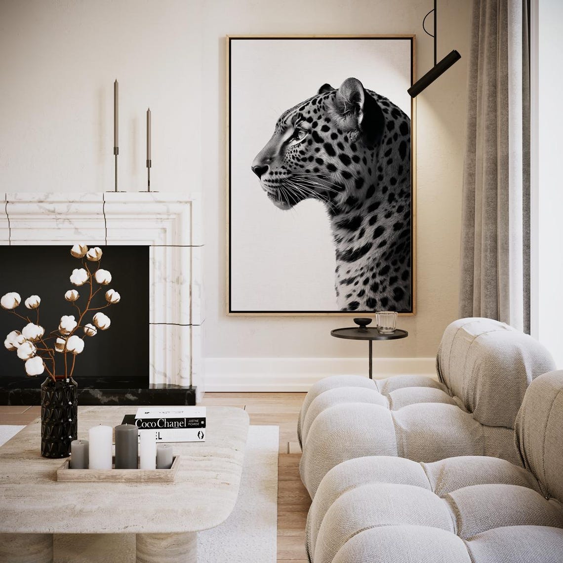 Leopard Black And White Concentrated Power Wildlife Closeup Poster