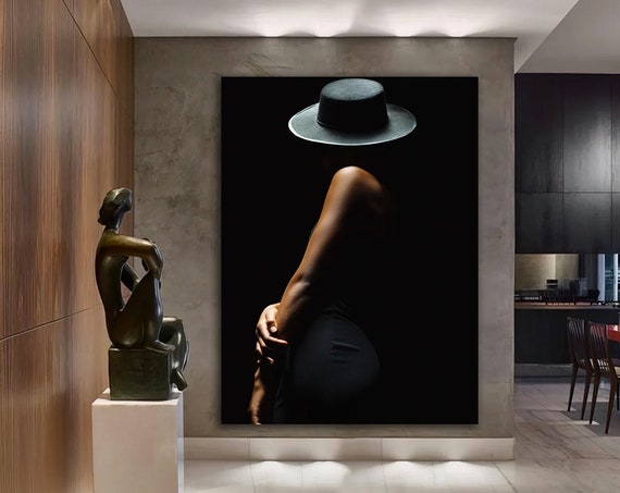 Woman Silhouette Abstract Black and White Art Print