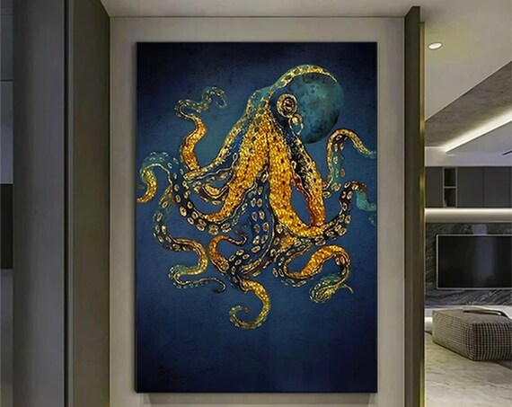 Octopus Wall Art Abstract Canvas Modern Decor Animal Sea Painting Print Colorful