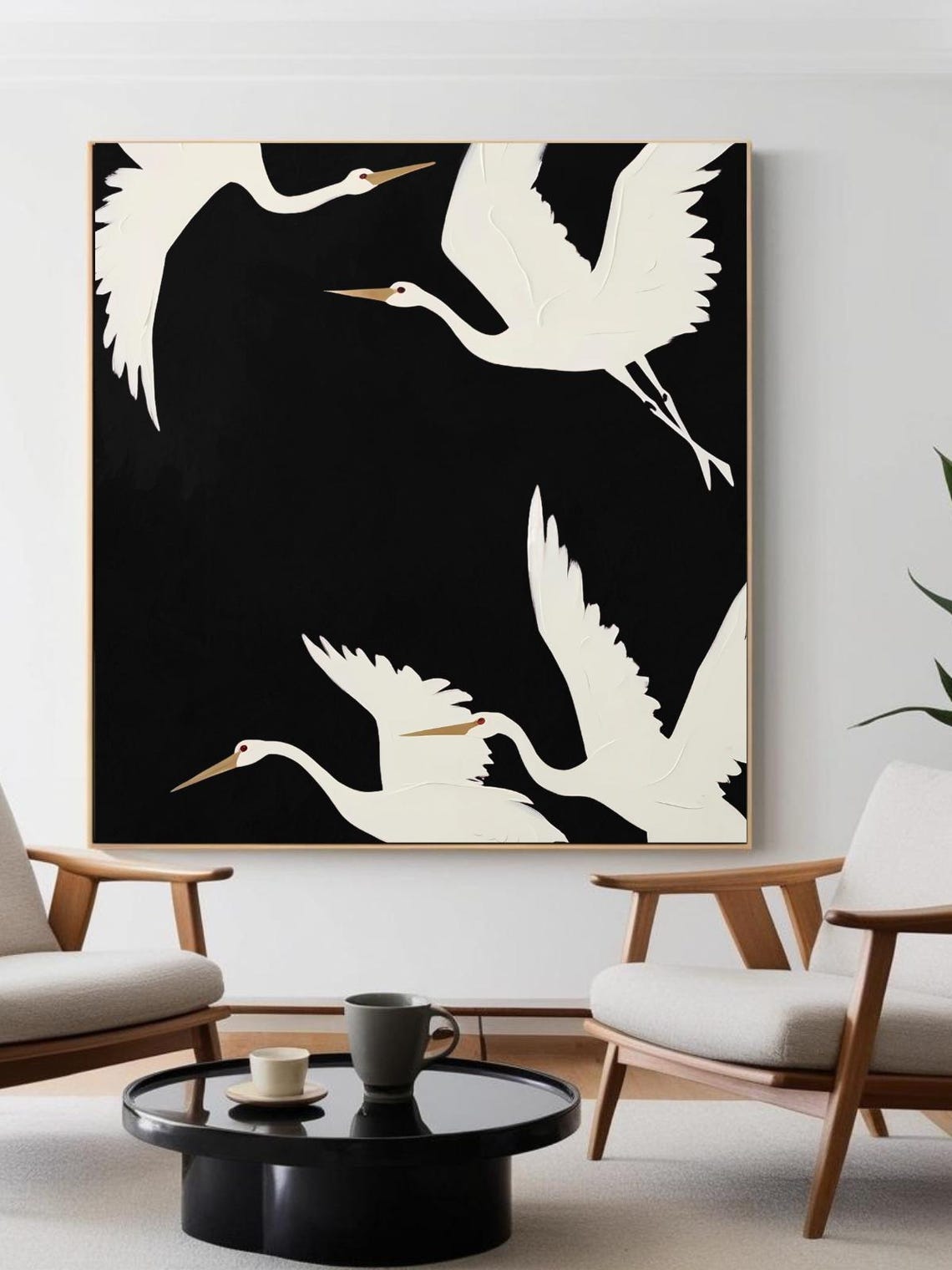 Japandi Crane Wall Art, Wabi Sabi Decor - Image 2