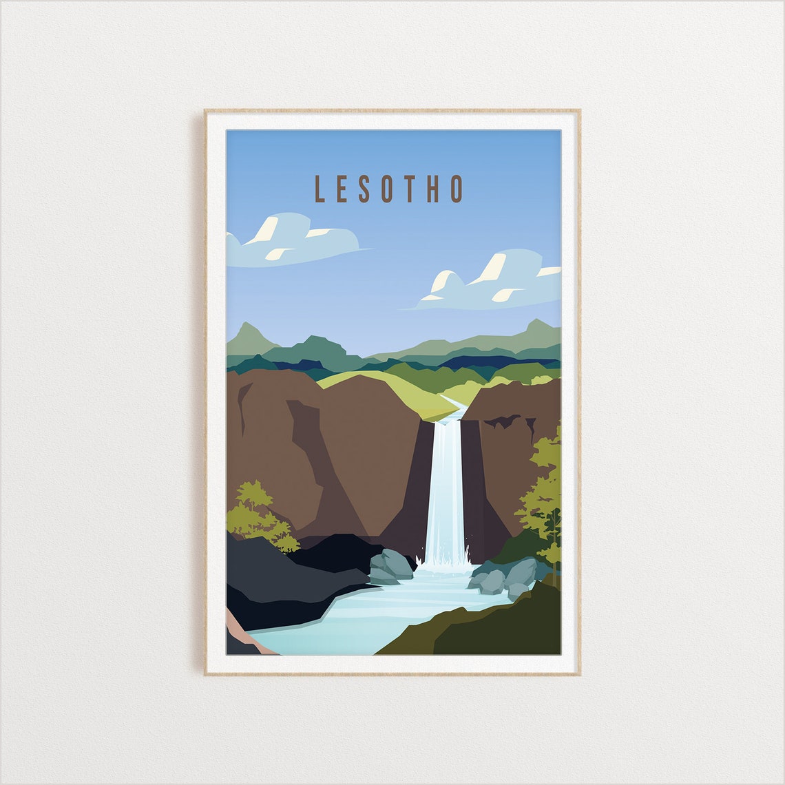 Lesotho Country Poster Art City Wall Art Country Art Country Poster Country Print Country Art Lesotho Travel Illustration - Image 2