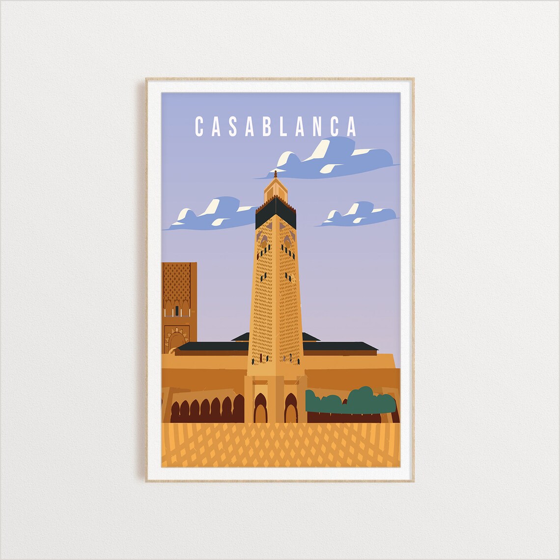 Casablanca City Poster, Travel Art Print