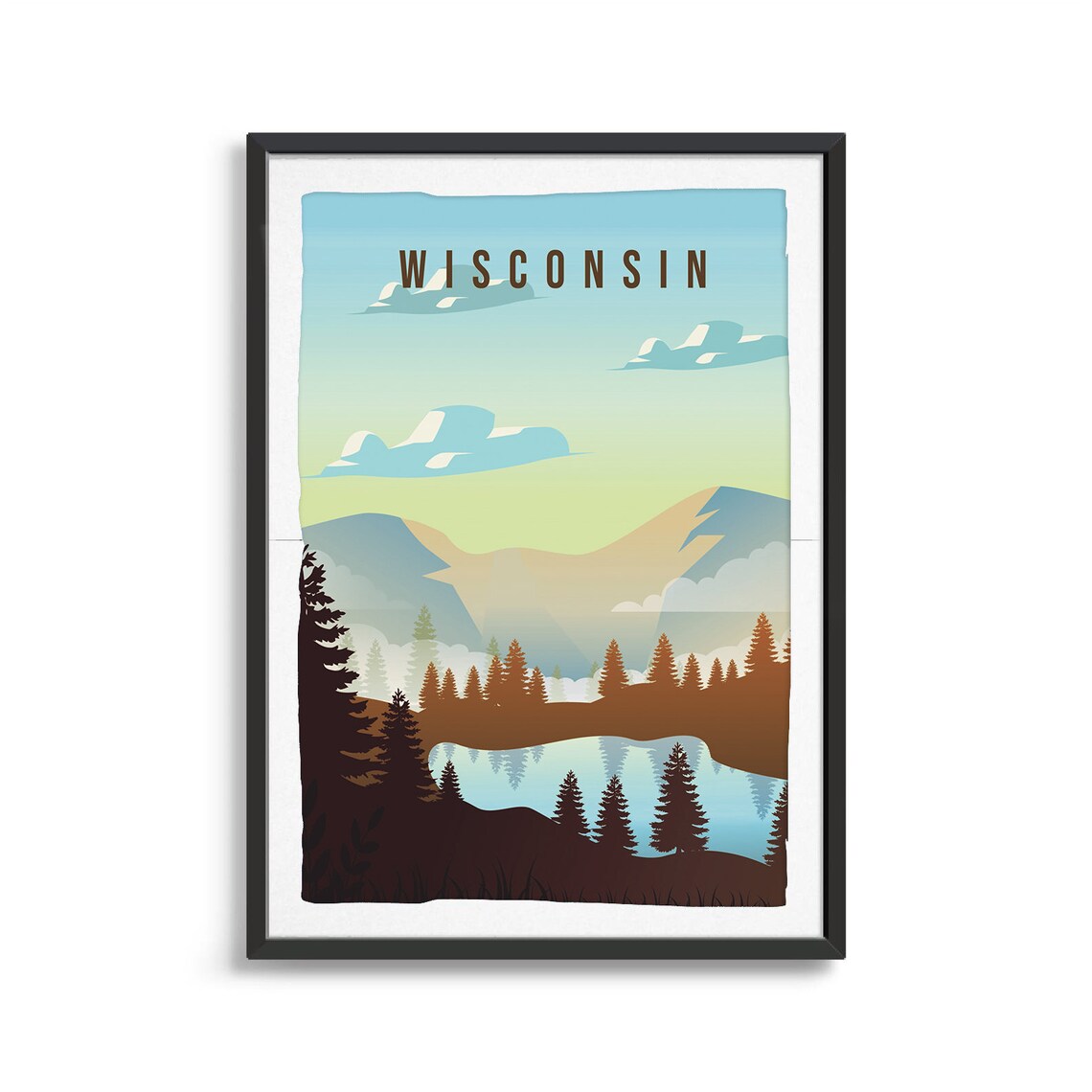 Wisconsin State Travel Poster, State Art Print
