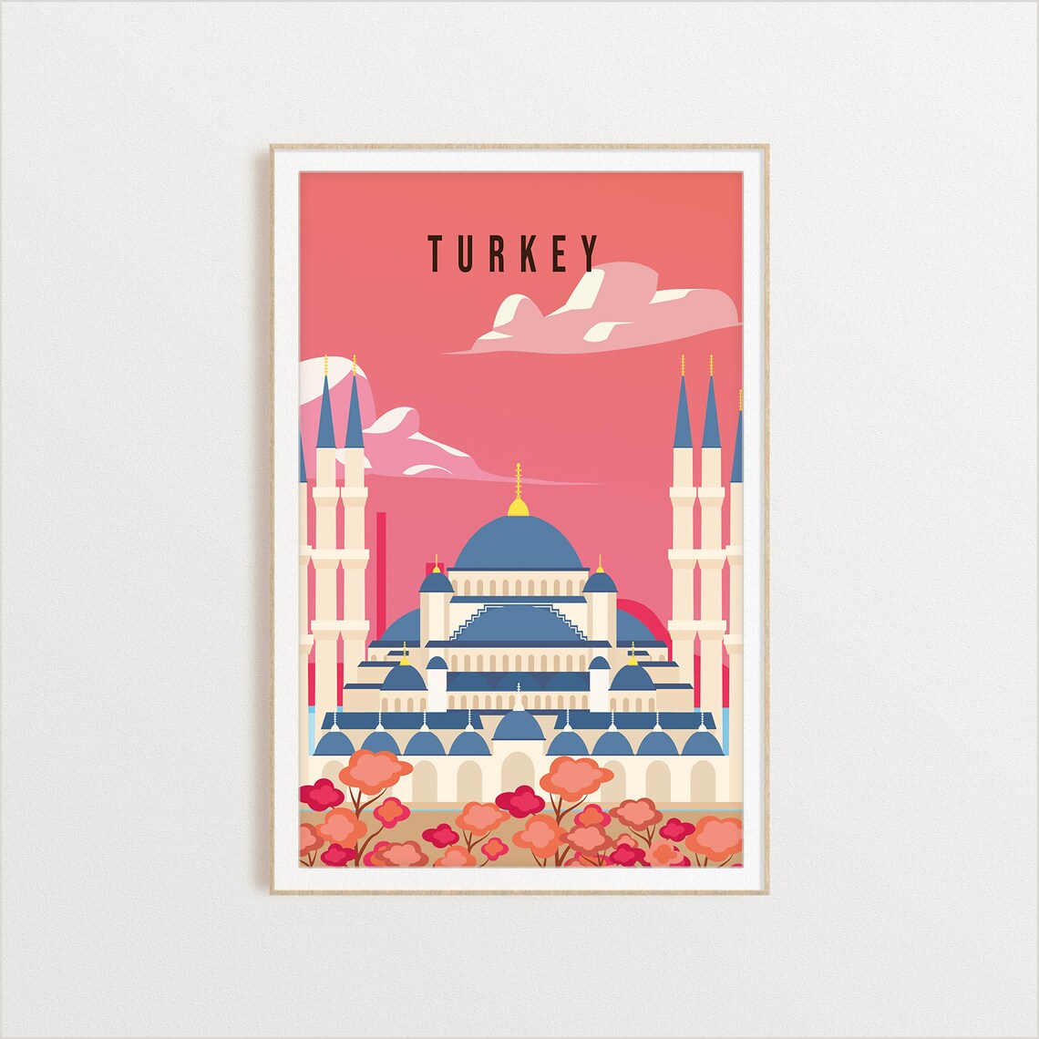 Turkey Travel Illustration, Country Poster Art