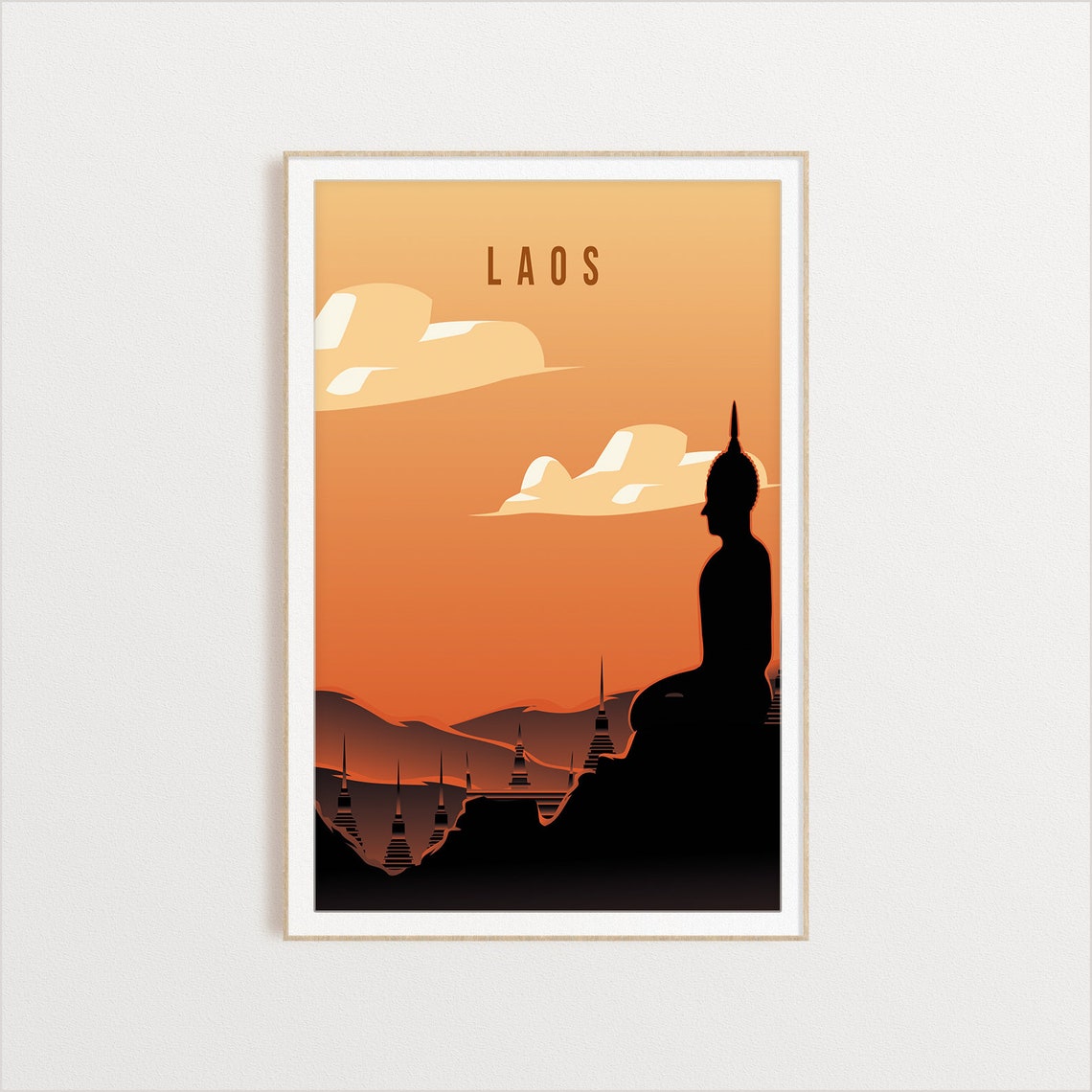 Laos Country Poster Art City Wall Art Country Art Country Poster Country Print Country Art Laos Travel Illustration