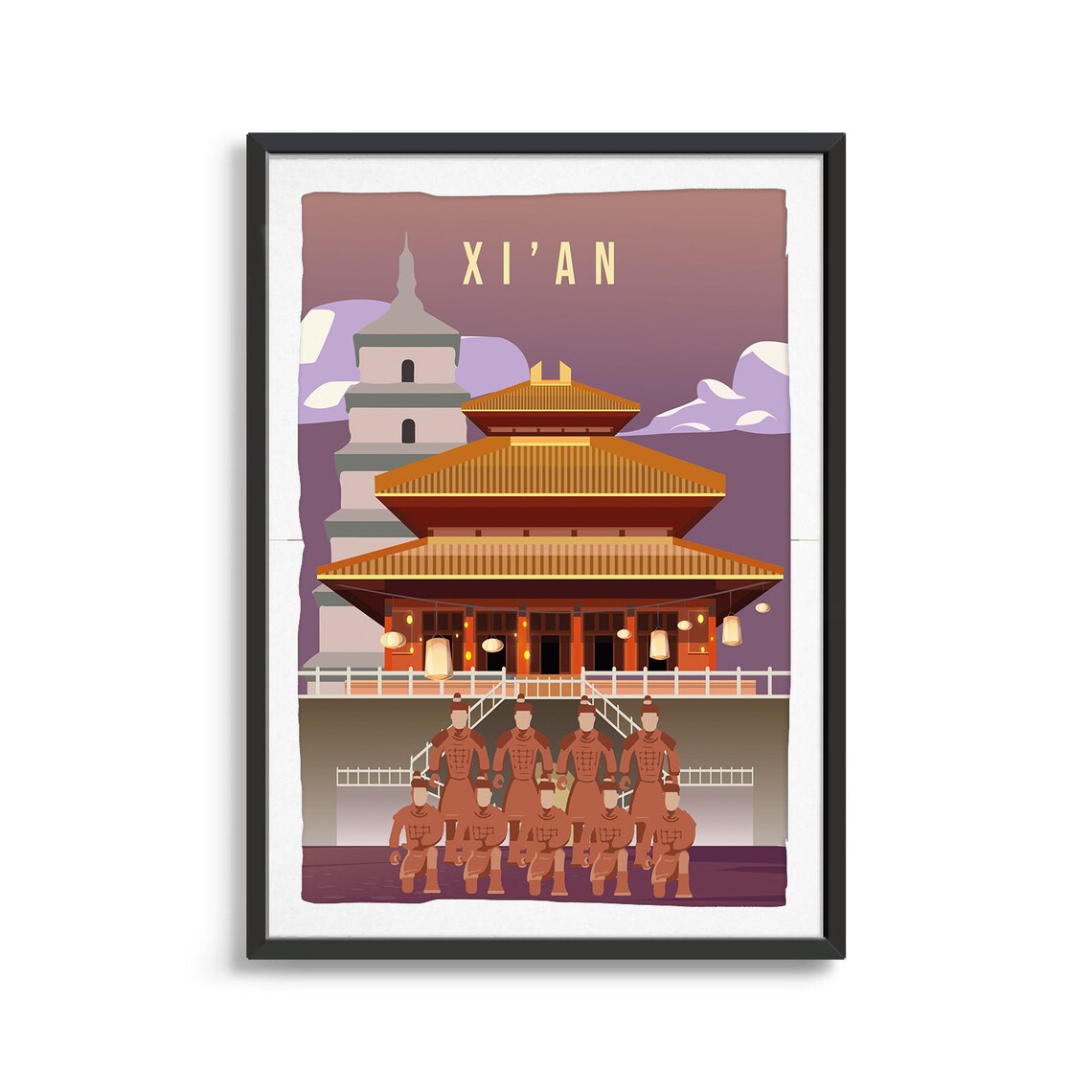 Ancient Xi An Terracotta Warriors Temple Travel Souvenir Poster - Image 2