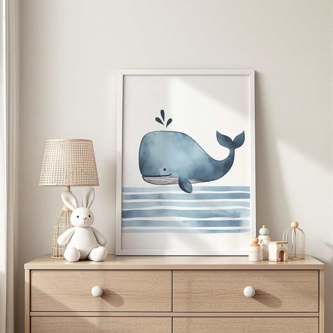Minimalist Whale Illustration, Modern Wall Art