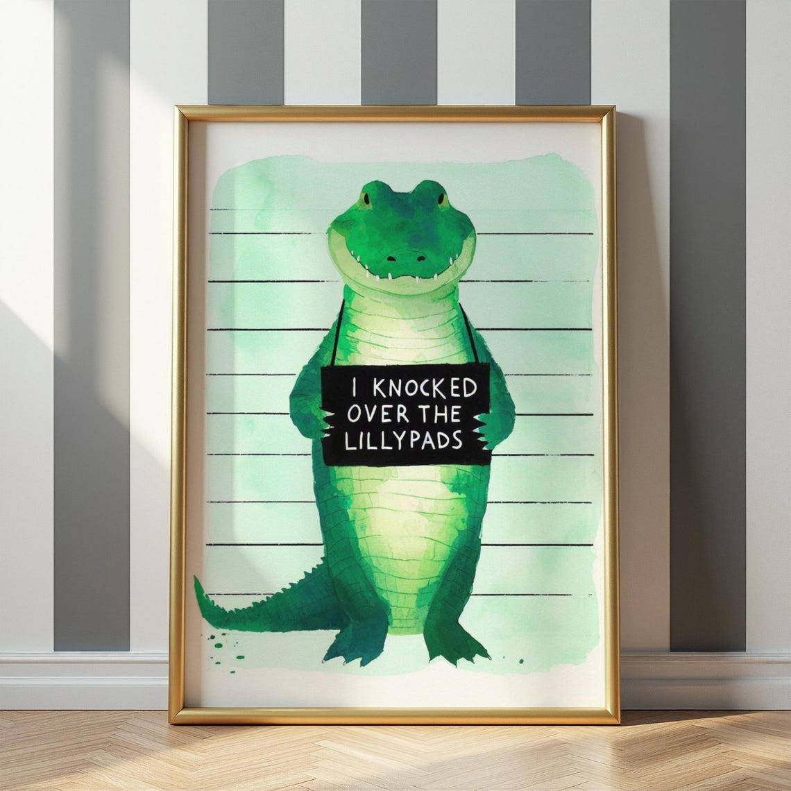 Funny Crocodile Mugshot I Knocked Over The Lillypads Wall Art