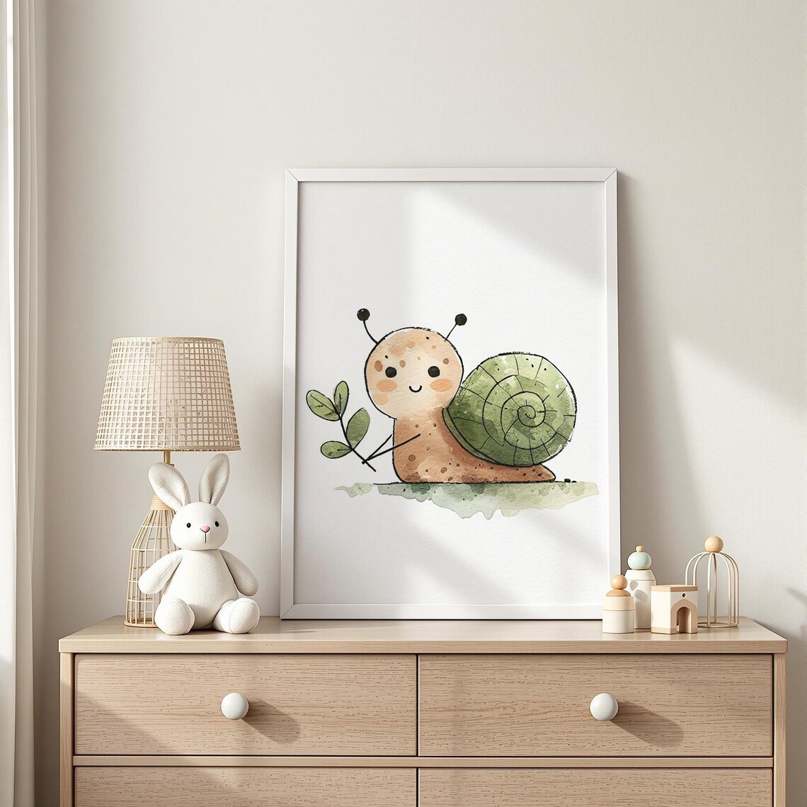 Cute Snail Illustration Garden Nursery Poster Nature Wall Decor
