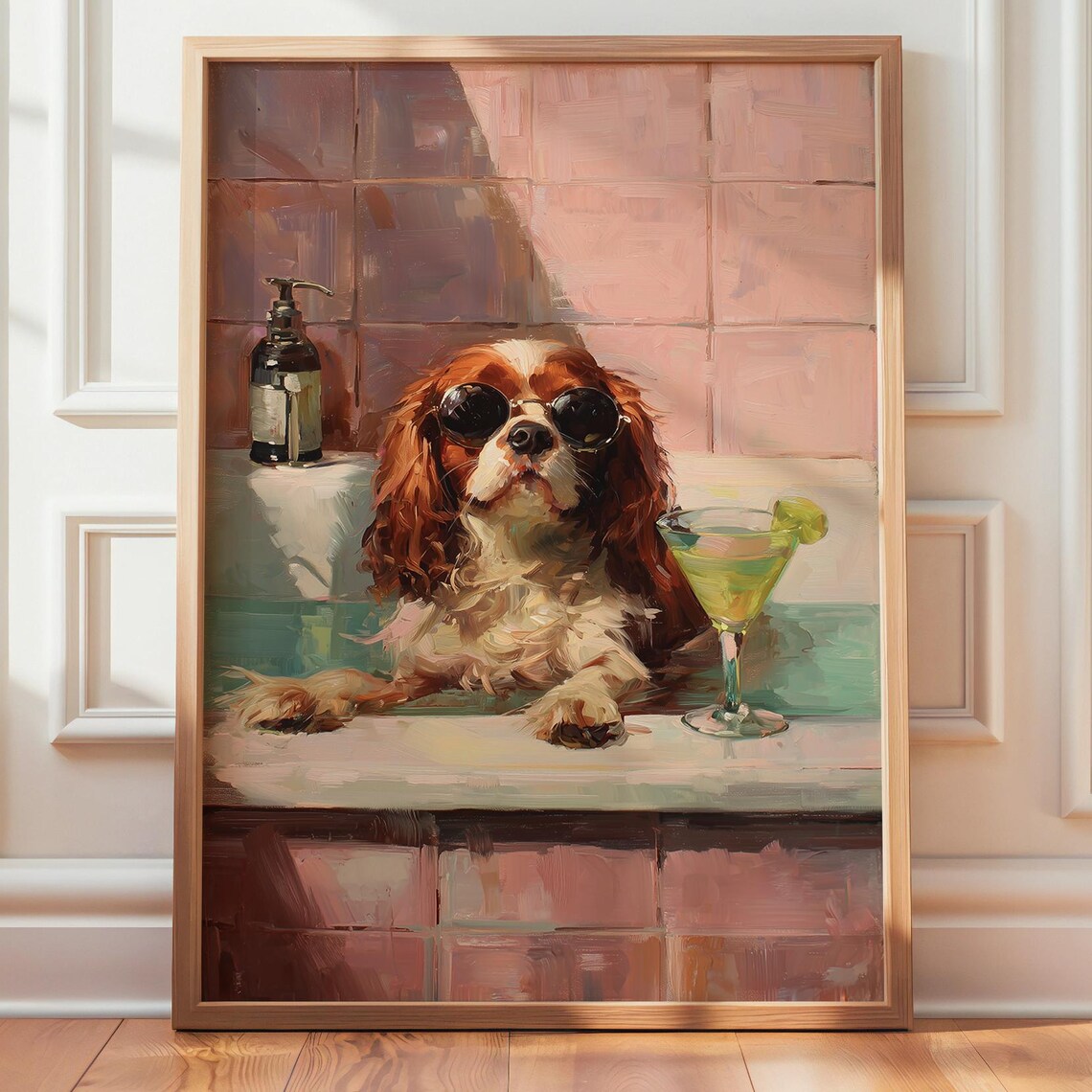 King Charles Dog Bathroom Humor Retro Art Print
