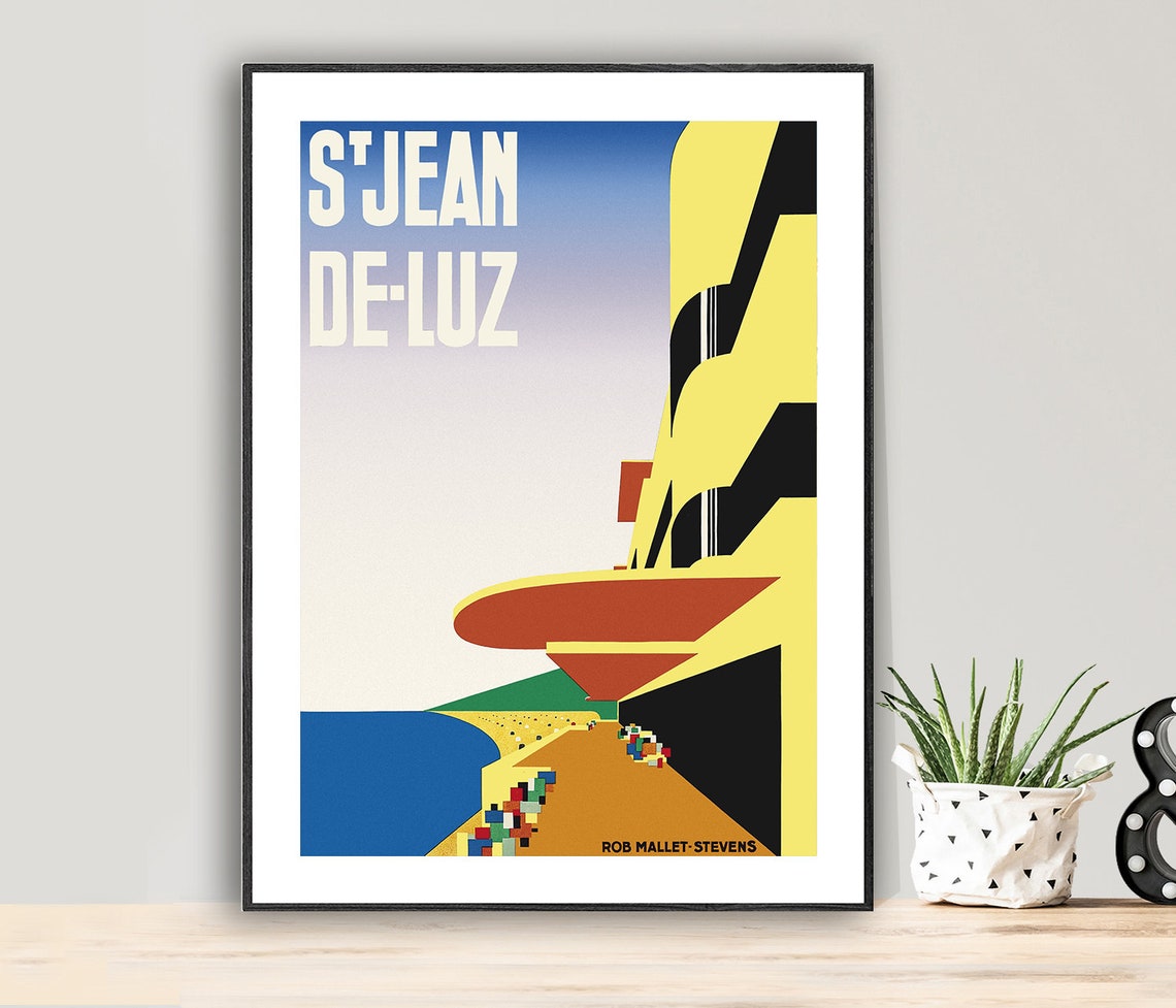 St Jean de Luz Vintage Beach Poster by Rob Mallet Stevens Art