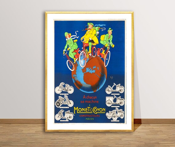 Monetcoyon Constructeurs Vintage Bicycles Motorcycles Poster Retro Art Bicycle Artwork Sport Poster Gift Idea Wall Decor