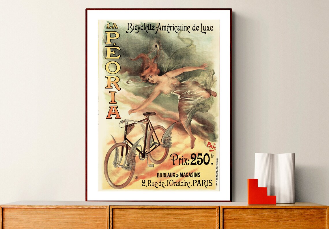 La Peoria Bicyclette Vintage French Bicycle Poster Paris Ad Art - Image 2