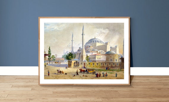 Views Of The Aya Sofia 1852 Vintage Historical Poster Poster Paper Or Print Gift Idea Wall Decor