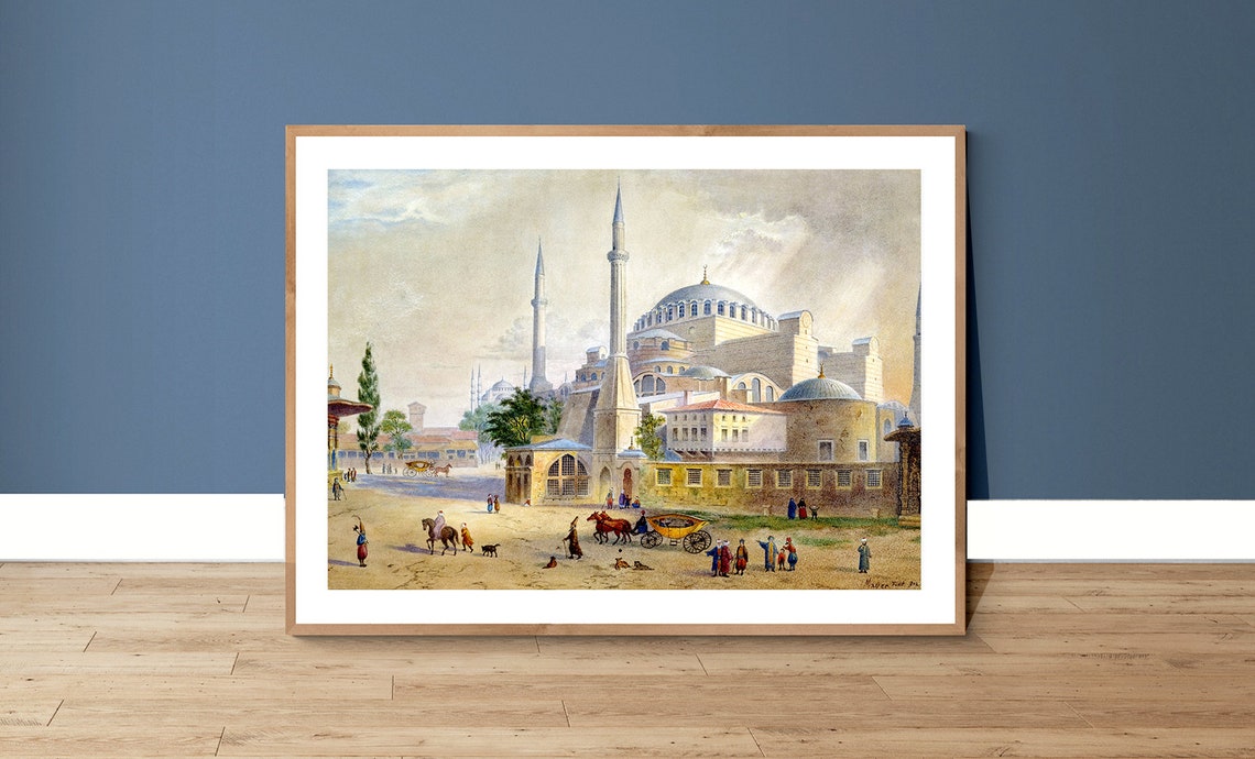 Aya Sofia 1852 Constantinople Hagia Sophia Watercolor View Art Print