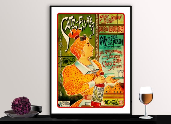 Catz Elixer Les Meilleurdes Aperitifis Vintage Fooddrink Poster Beverage Art Drink Lovers Gift Idea Bar Decor