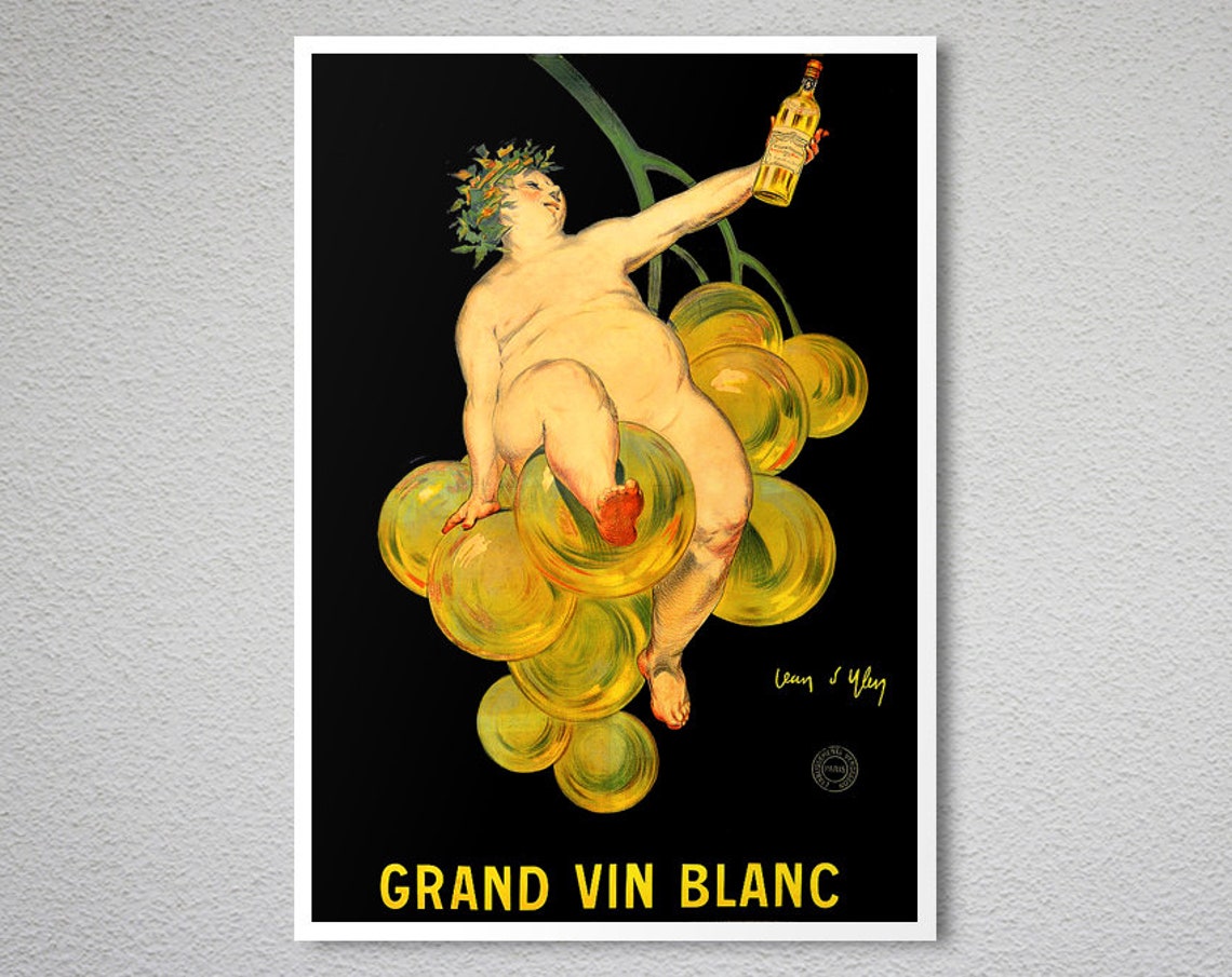 Grand Vin Blanc Leon d'Ylen Cherub French Wine Advertising Poster - Image 2