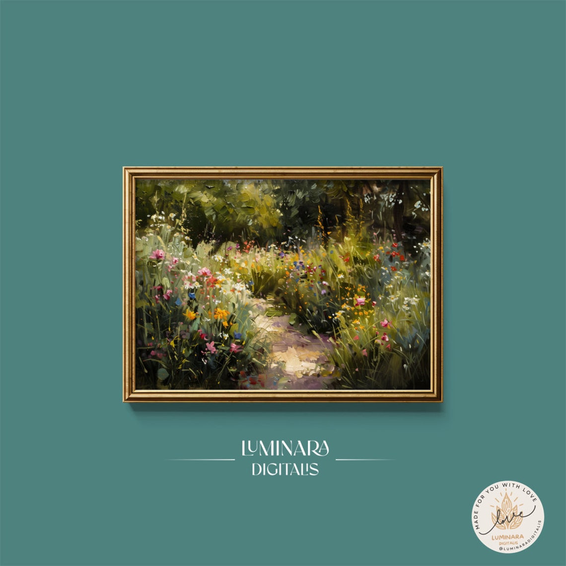 Summer Garden Path Between Flower Beds Impressionist Art Print
