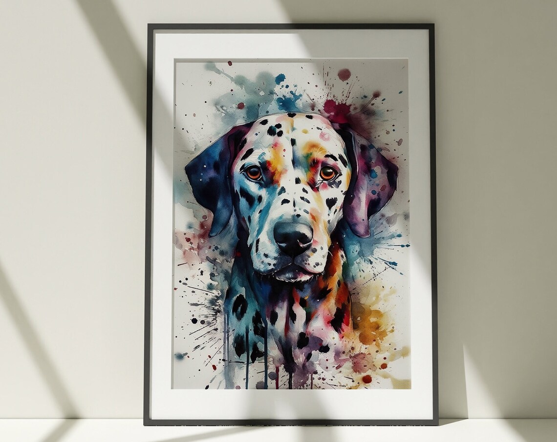 Dalmatian Dog Painting Wall Art Watercolor Poster Gift Colorful Animal Painting Illustration Nature Wall Art Home Decor Print