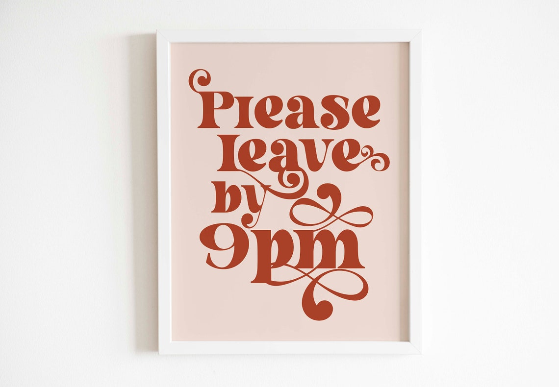Please Leave By 9pm Funny Wall Art Typography Wall Art - Image 2