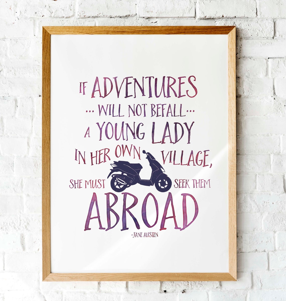 Jane Austen Seek Adventures Abroad Navy Quote Typography Poster - Image 2
