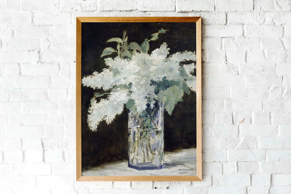Manet White Lilacs Crystal Vase Impressionist Floral Still Life Poster