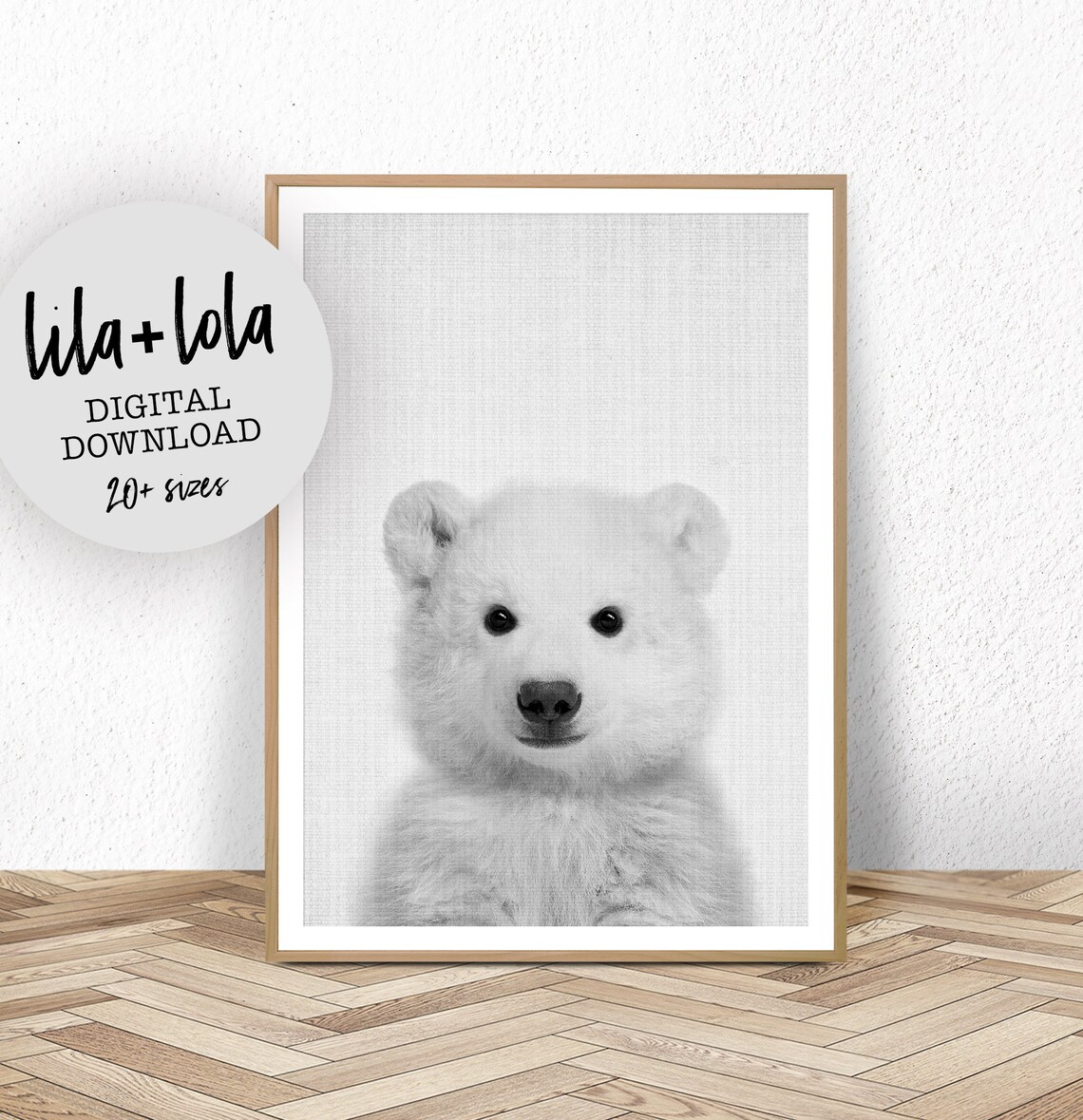 Baby Polar Bear Art Print, Nursery Animal Decor