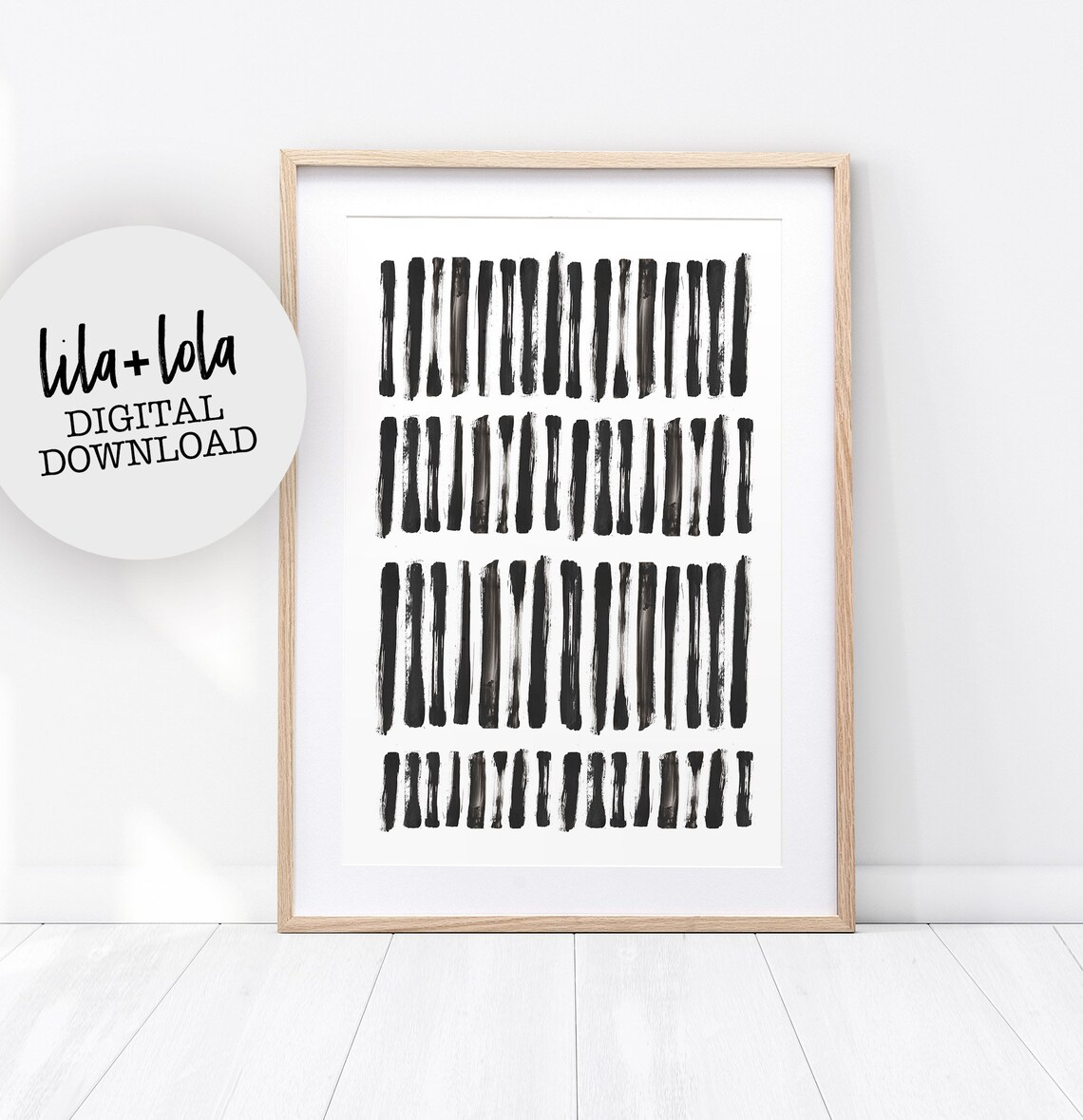 Black and White Brush Stroke Art Print, Minimalist Decor