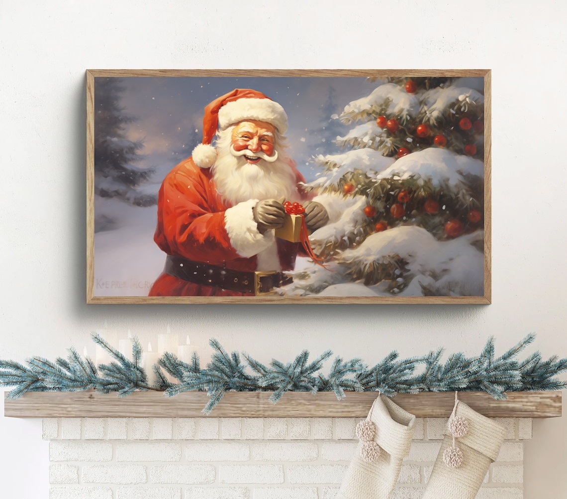 Christmas Santa Traditional Holiday Decor Art Print