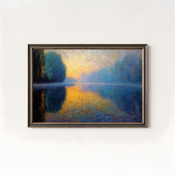 Impressionist Sunrise Landscape Oil Painting Textured Print 255