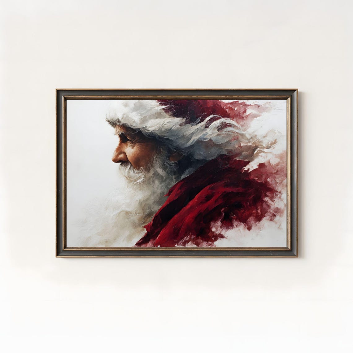 Santa Claus Impasto Portrait Windswept Beard Traditional Christmas Poster