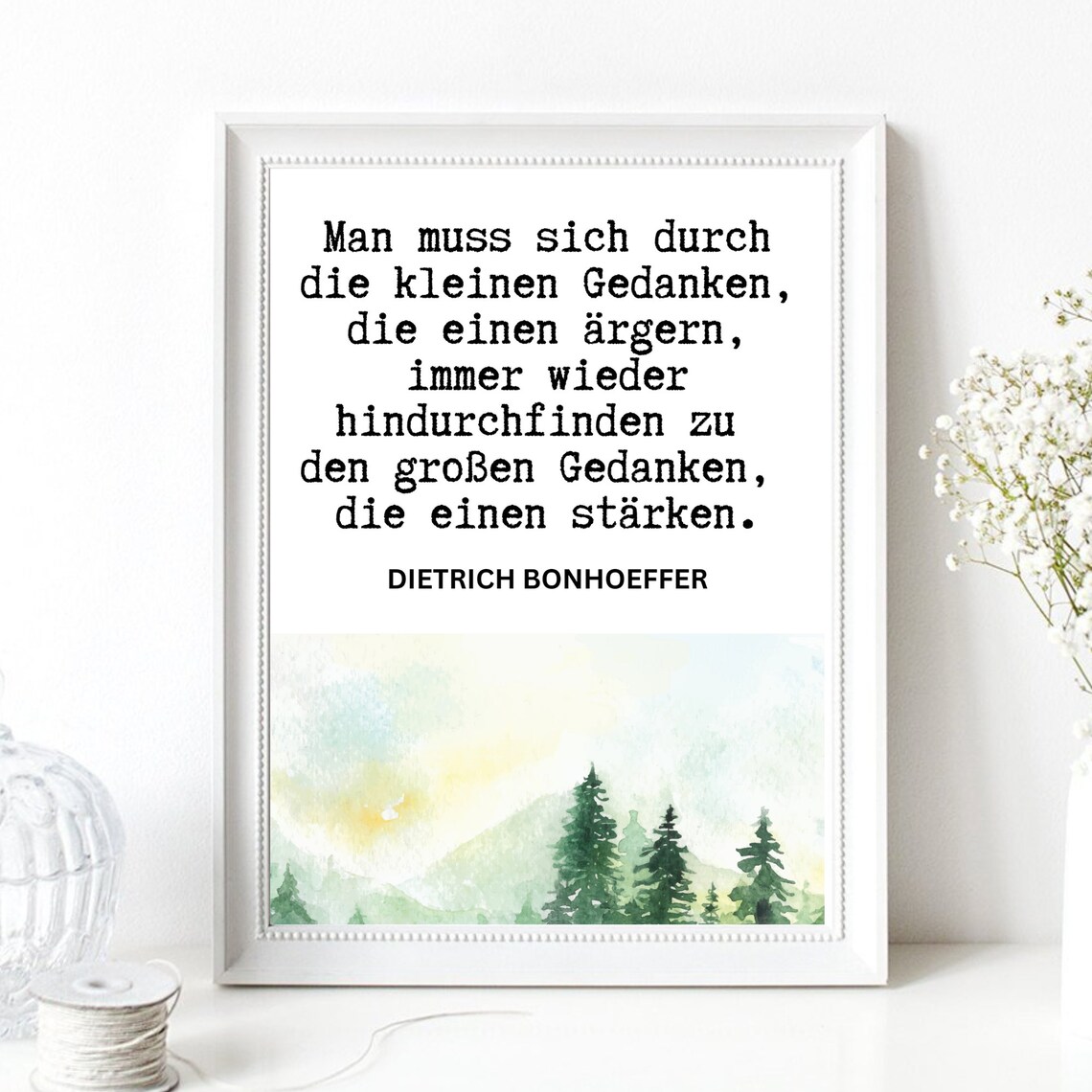 Dietrich Bonhoeffer German Quote Forest Watercolor Motivational Poster