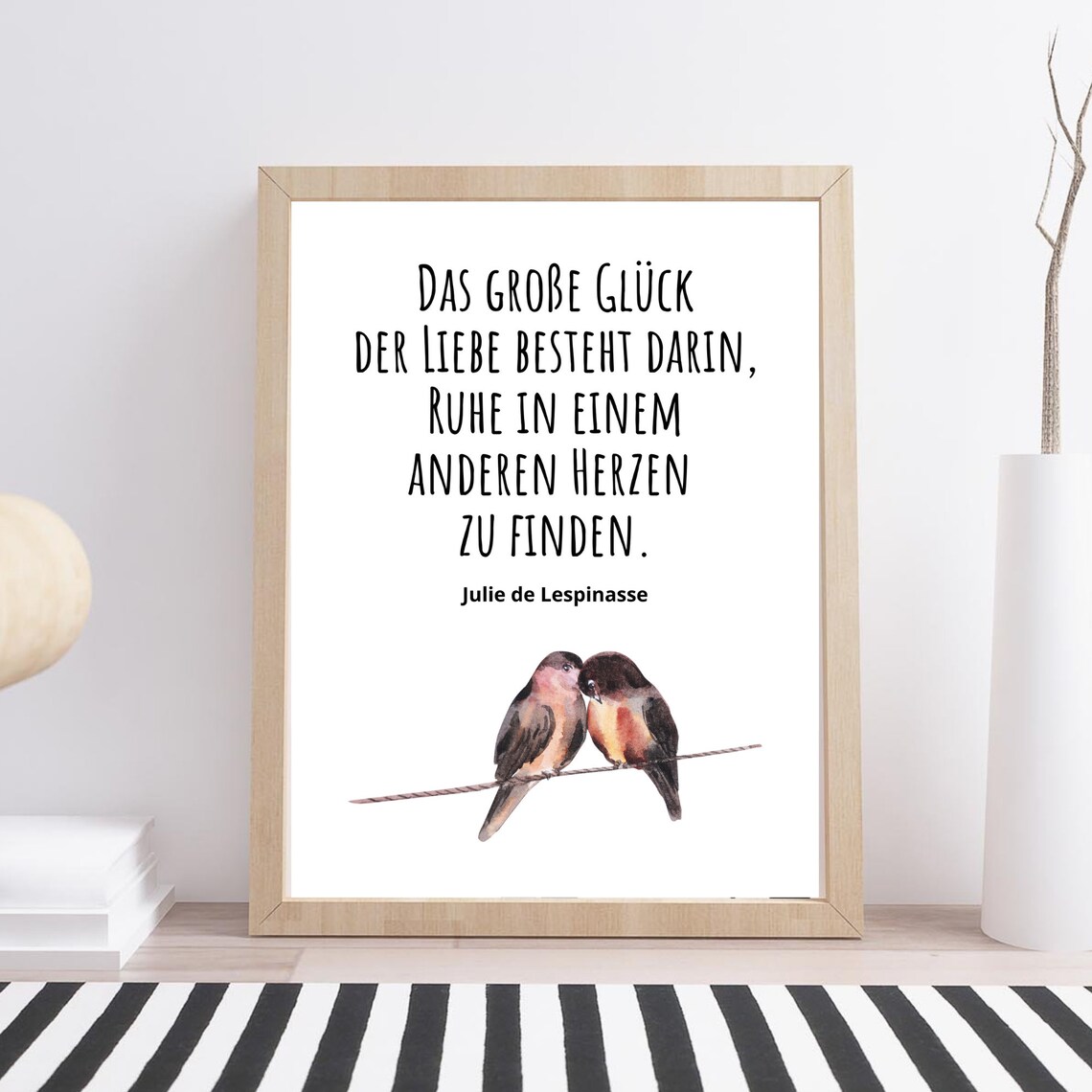 Julie de Lespinasse Love Quote Lovebirds Watercolor Romantic Wall Art - Image 2