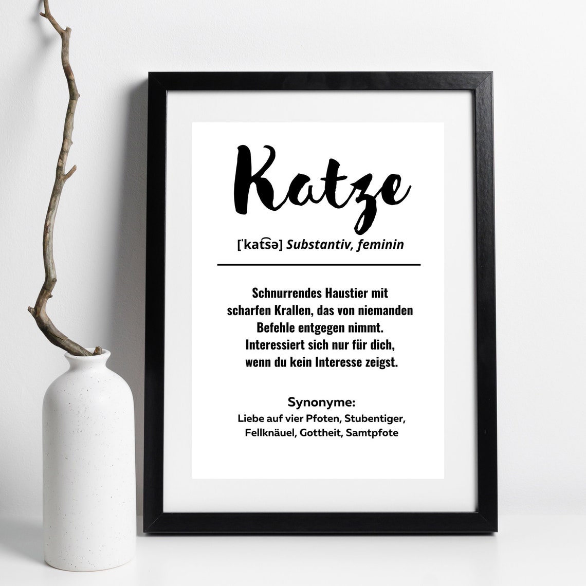 Katze Cat Dictionary Definition Funny German Typography Wall Art Print - Image 2