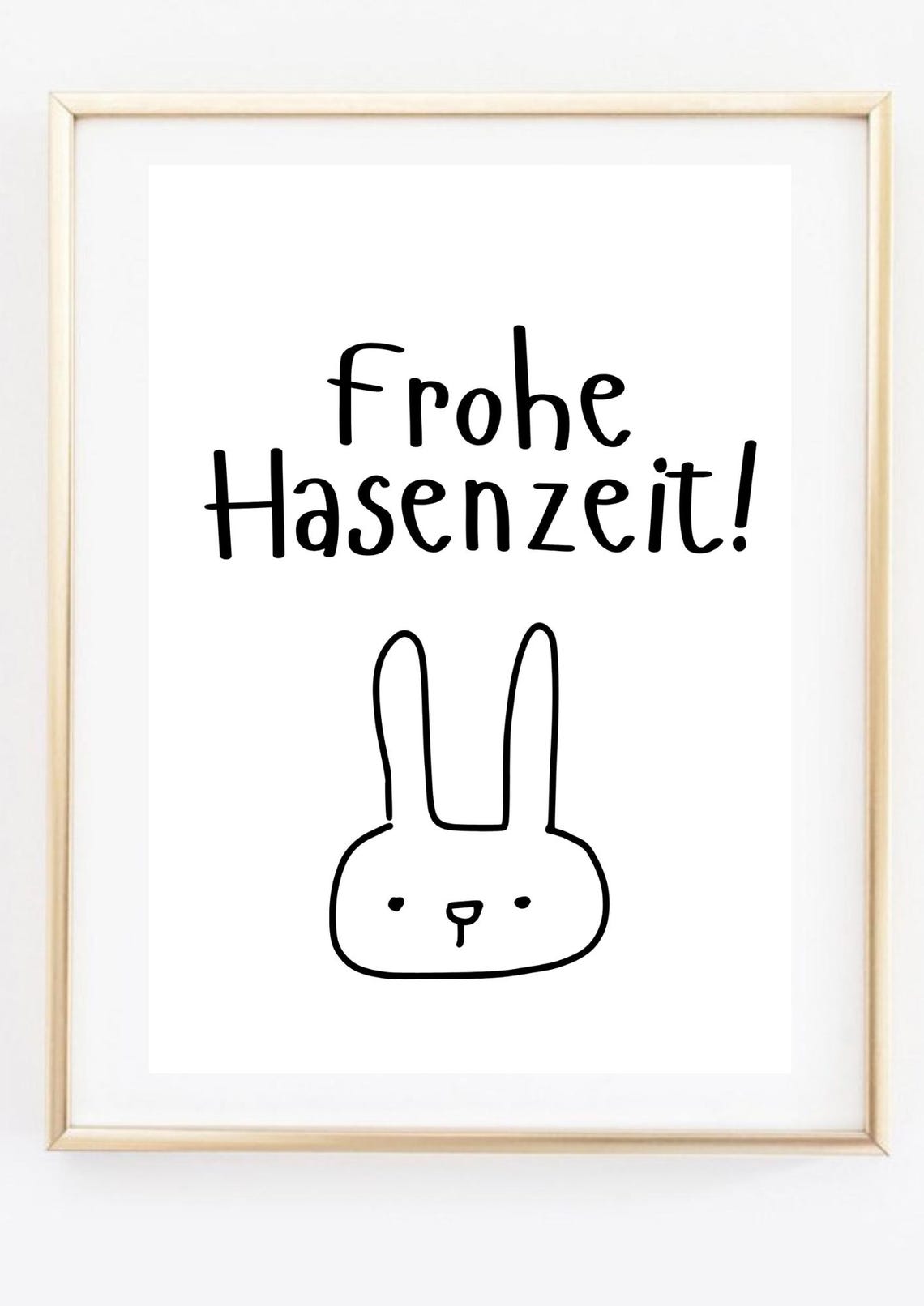 Frohe Hasenzeit Happy Easter Bunny German Quote Cute Rabbit Art Poster - Image 2