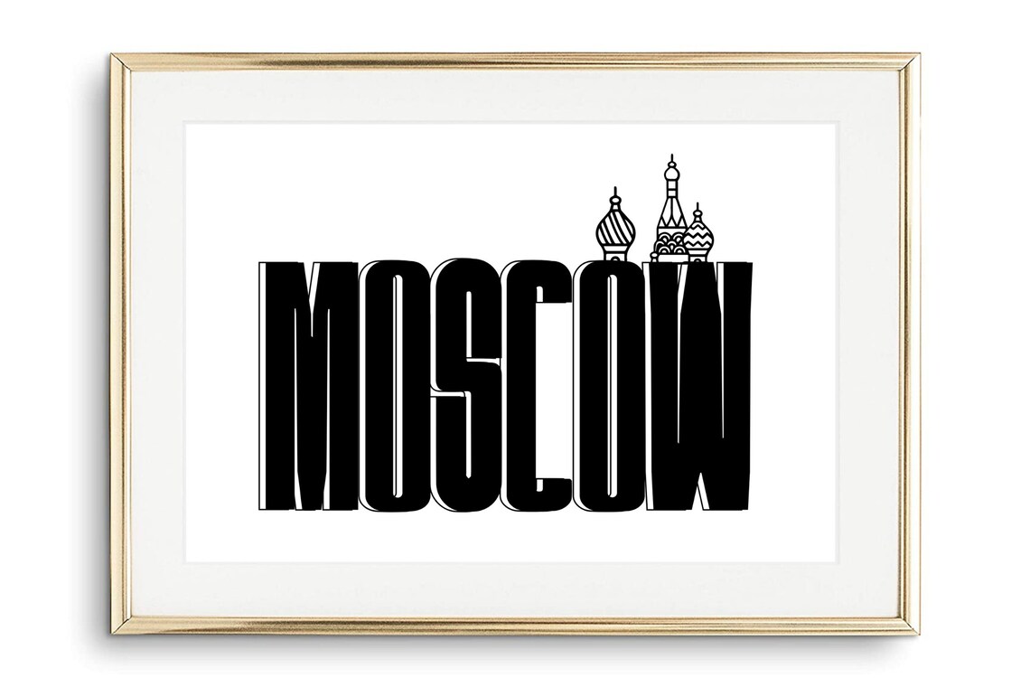 Moscow Russia St Basils Cathedral Bold Typography Travel Poster - Image 2